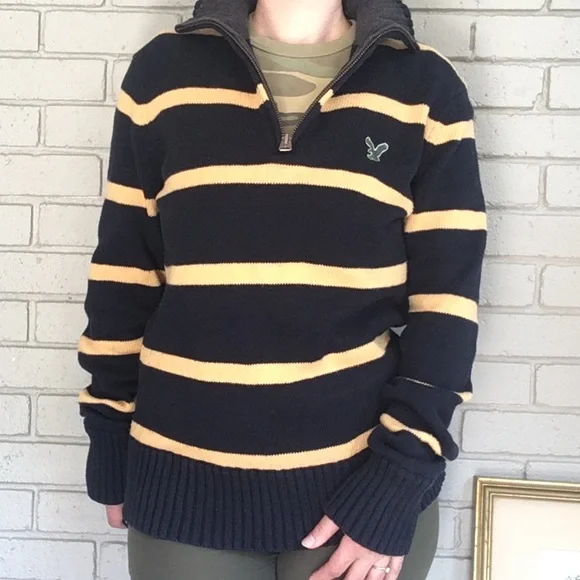 Medium AMERICAN EAGLE Striped Turtleneck Sweater, Preppy, Collegiate, Fall - Picture 11 of 11